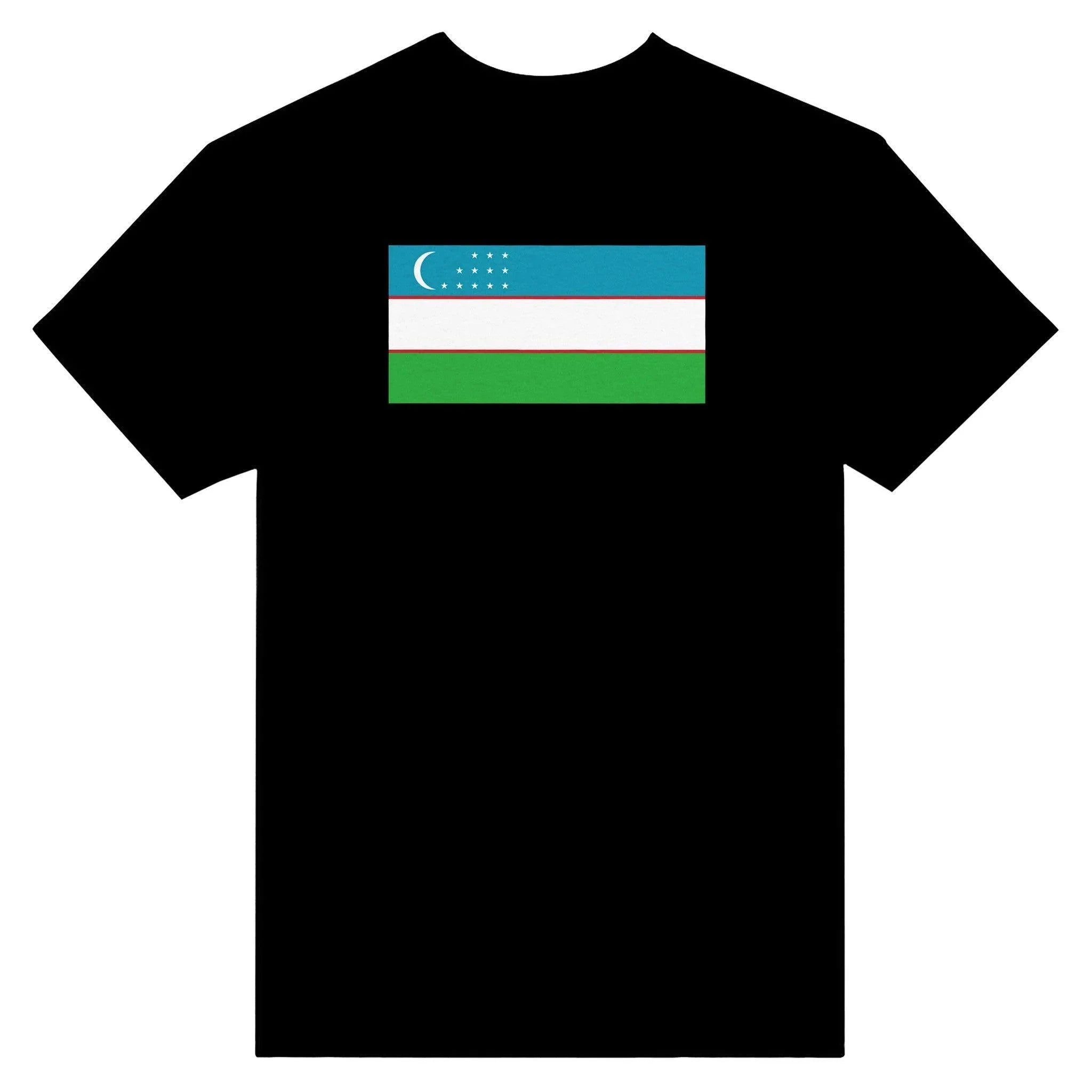 T-Shirt – Drapeau De L'Ouzbékistan – Brodé – Coton Mélangé