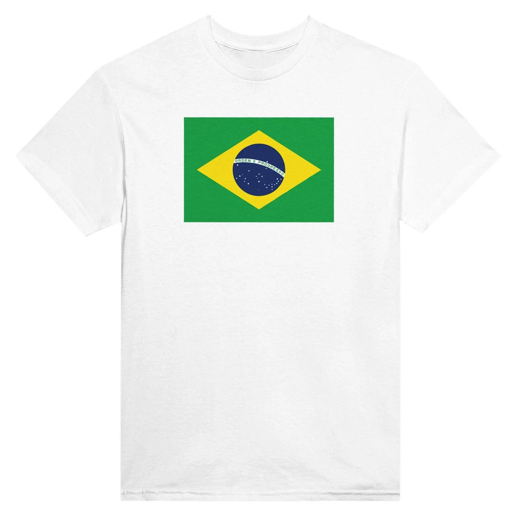 T-Shirt – Drapeau Du Brésil – Brodé – Coton Mélangé