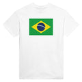 T-Shirt – Drapeau Du Brésil – Brodé – Coton Mélangé
