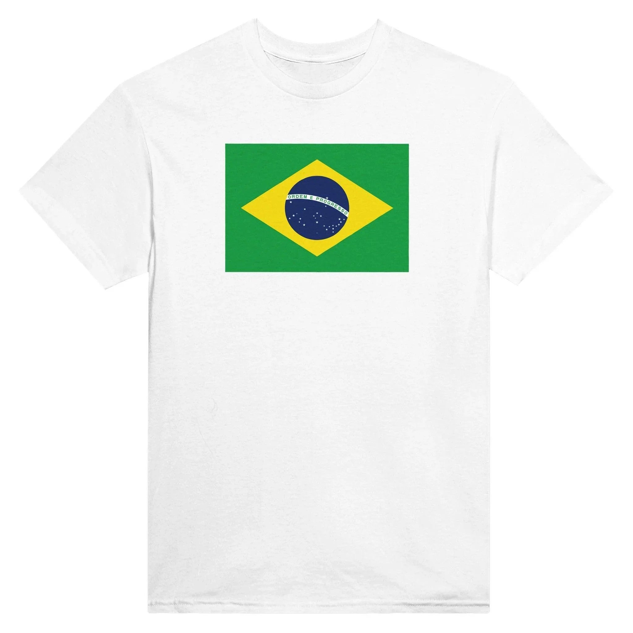 T-Shirt – Drapeau Du Brésil – Brodé – Coton Mélangé