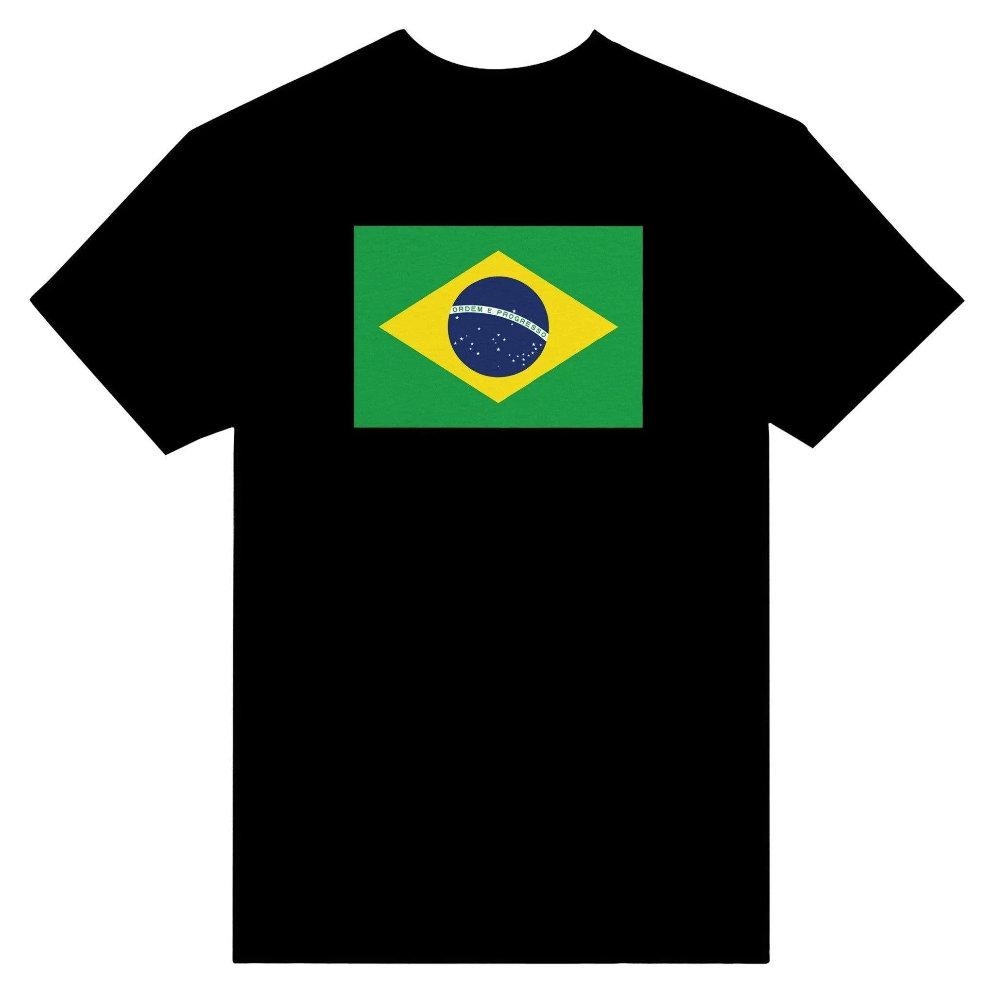 T-Shirt – Drapeau Du Brésil – Brodé – Coton Mélangé