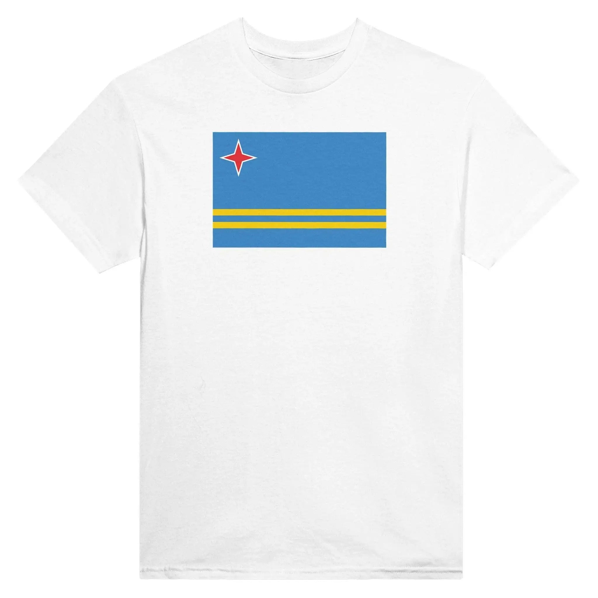T-Shirt – Drapeau D'Aruba – Brodé – Coton Mélangé