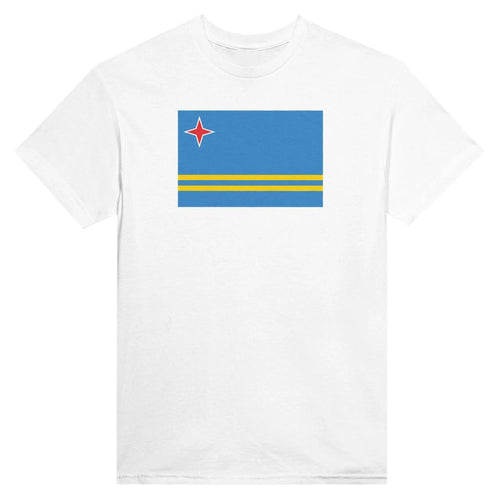 T-Shirt – Drapeau D'Aruba – Brodé – Coton Mélangé