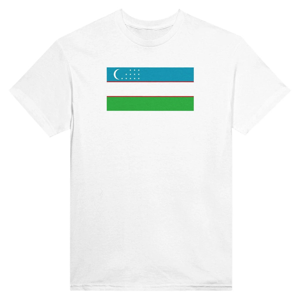 T-Shirt – Drapeau De L'Ouzbékistan – Brodé – Coton Mélangé