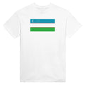 T-Shirt – Drapeau De L'Ouzbékistan – Brodé – Coton Mélangé